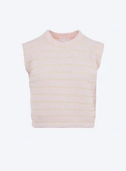 top en maille panier tressé