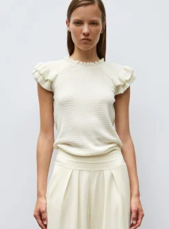 top en maille papier marbré