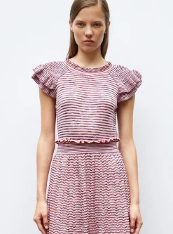 top en maille papier marbré