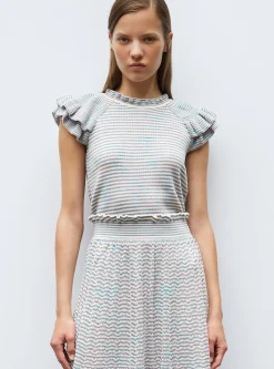 top en maille papier marbré