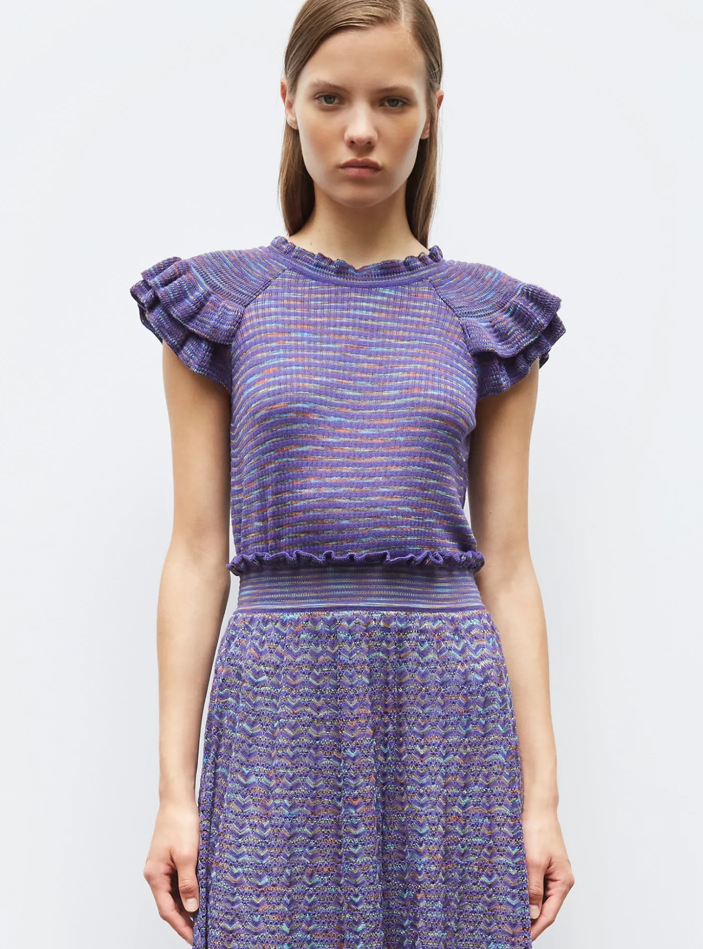 top en maille papier marbré