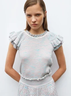top en maille papier marbré