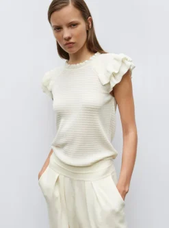 top en maille papier marbré