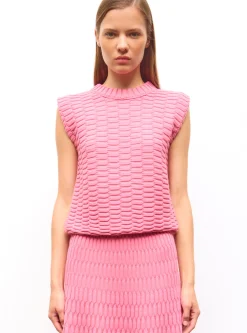 top en maille zellige uni