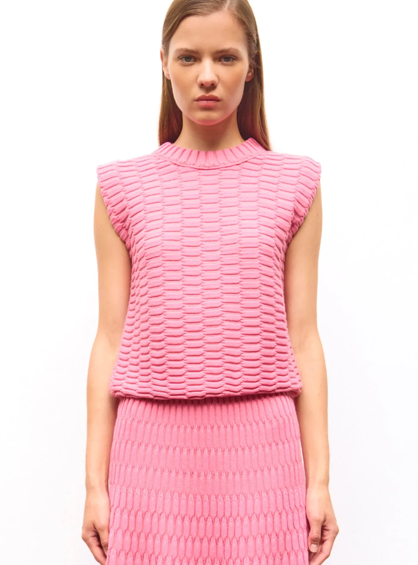 top en maille zellige uni