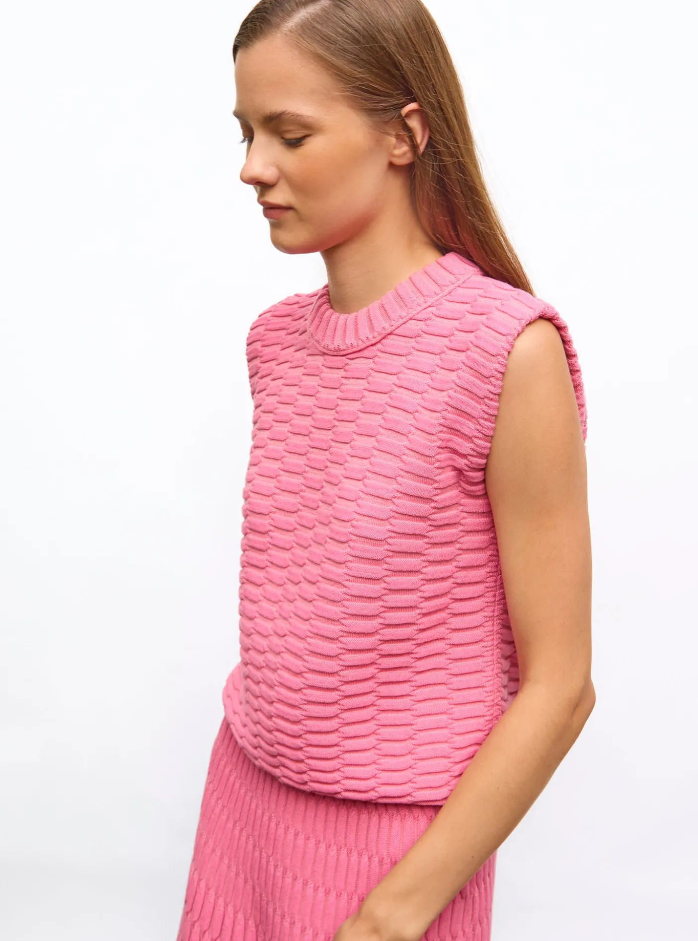 top en maille zellige uni