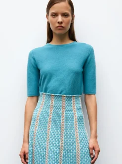 top fin maille manches coudes