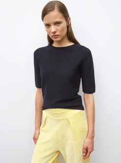 top fin maille manches coudes