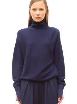 top fin maille point mousse col montant