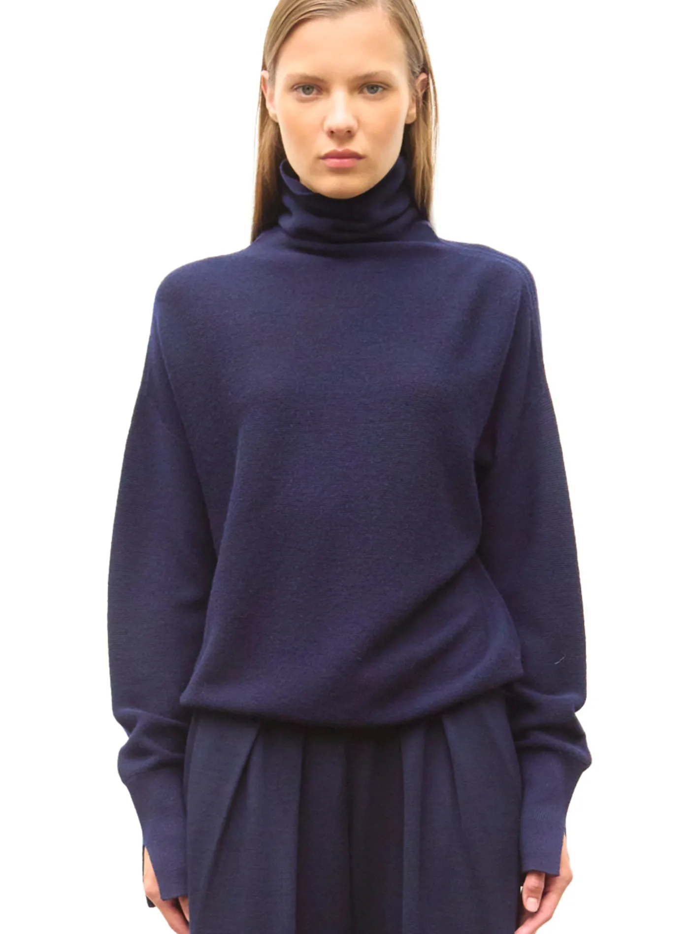 top fin maille point mousse col montant