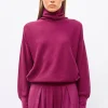 top fin maille point mousse col montant