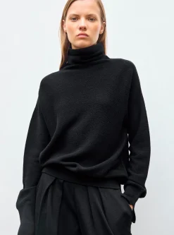 top fin maille point mousse col montant