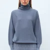 top fin maille point mousse col montant