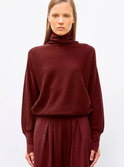 top fin maille point mousse col montant