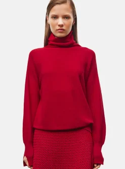 top fin maille point mousse col montant