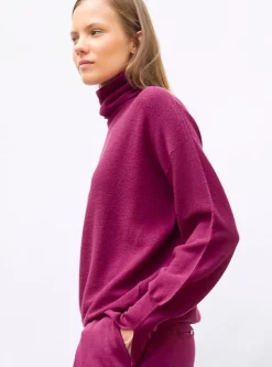 top fin maille point mousse col montant