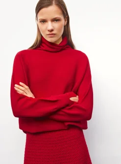 top fin maille point mousse col montant