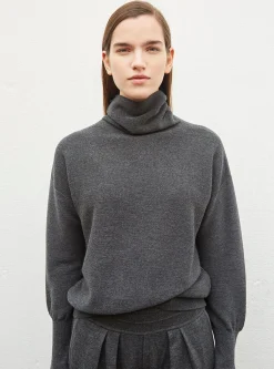 top fin maille point mousse col montant