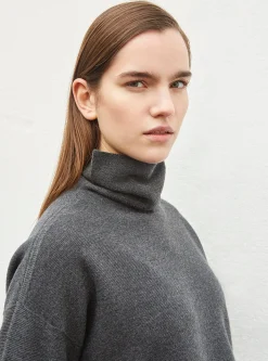 top fin maille point mousse col montant