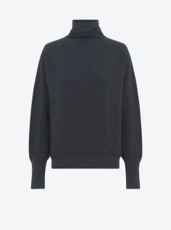 top fin maille point mousse col montant