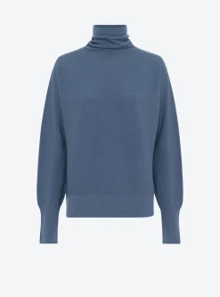 top fin maille point mousse col montant