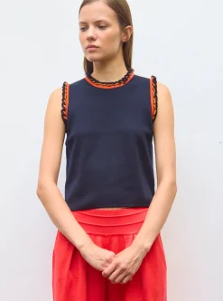 top maille à mini volants