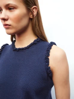 top maille à mini volants