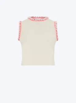 top maille à mini volants