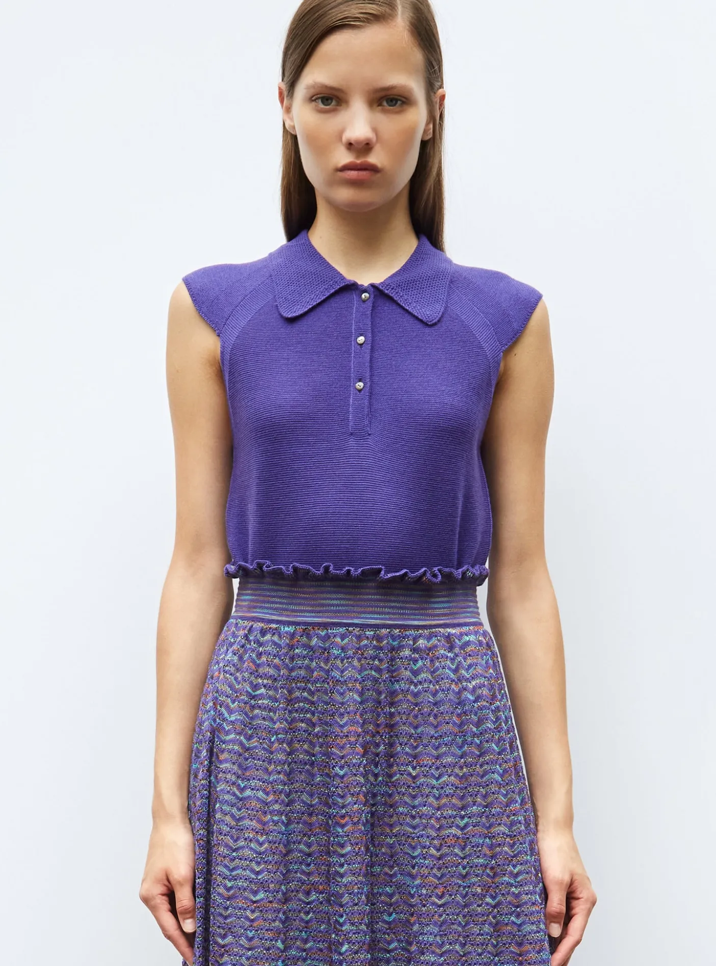 top maille petit col point de riz