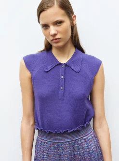 top maille petit col point de riz