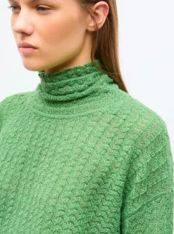 top maille pointelle col montant