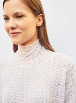 top maille pointelle col montant