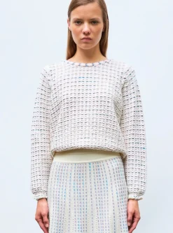 top maille tweedée col rond