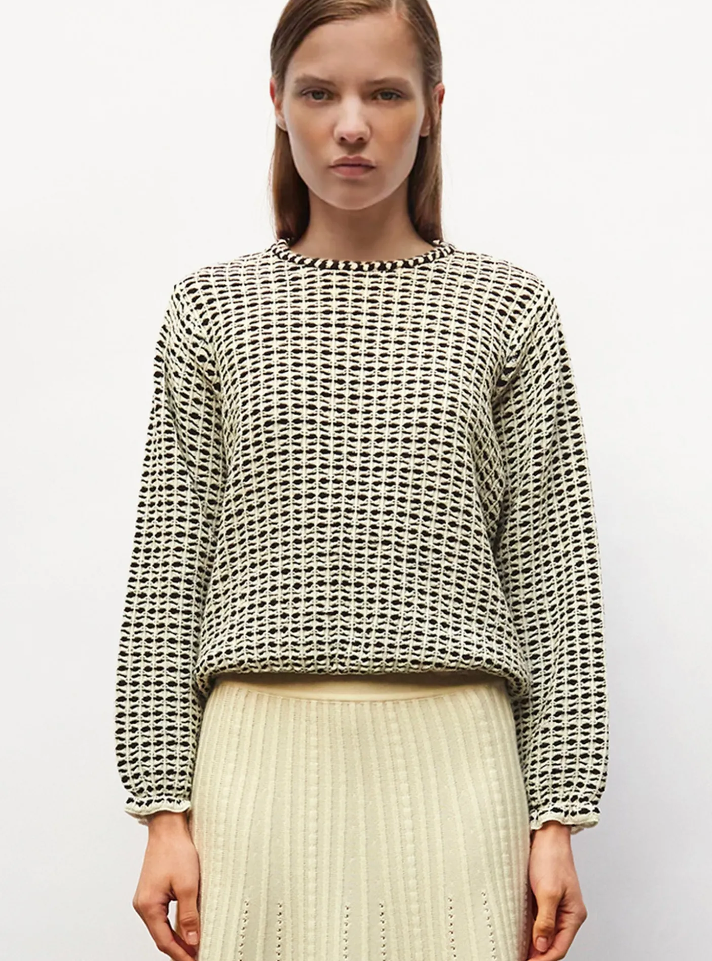 top maille tweedée col rond