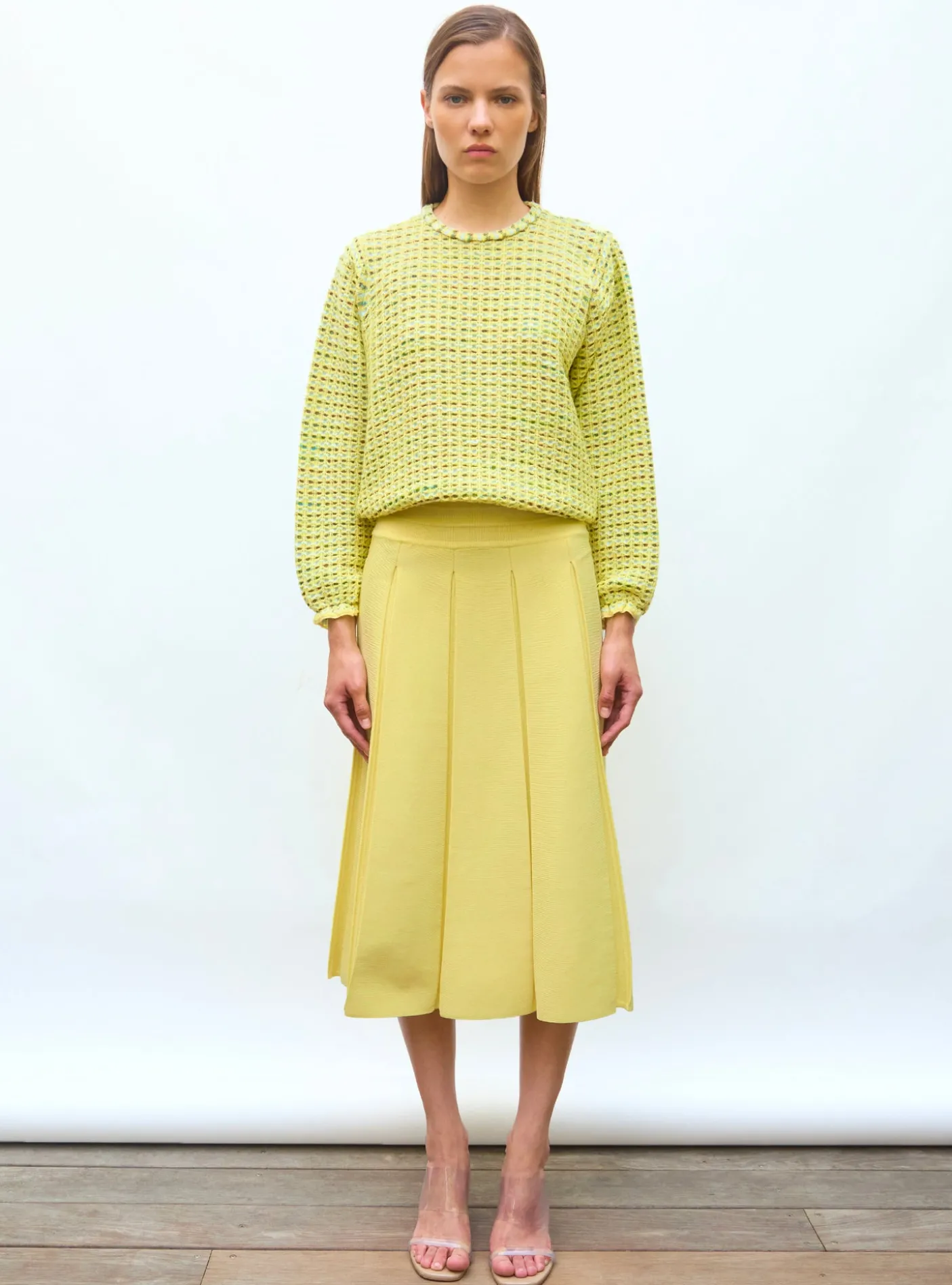 top maille tweedée col rond