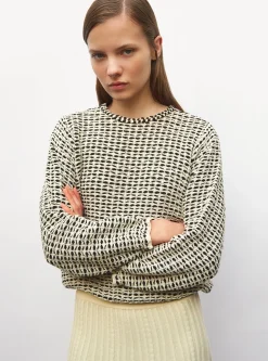 top maille tweedée col rond
