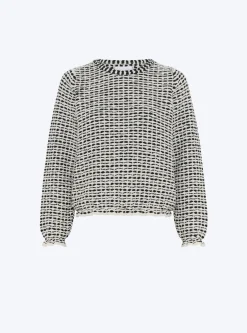 top maille tweedée col rond