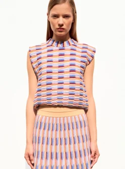 top maille zellige multicolore