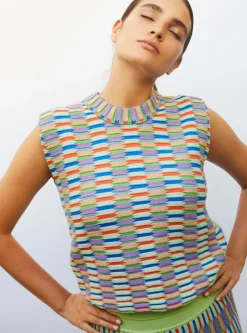 top maille zellige multicolore