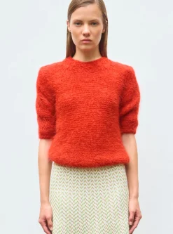 top manches coudes maille duveteuse