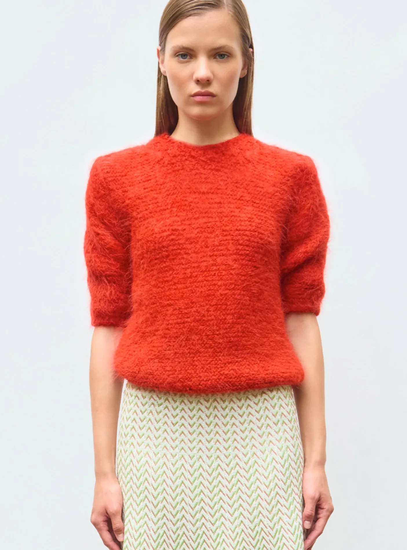 top manches coudes maille duveteuse
