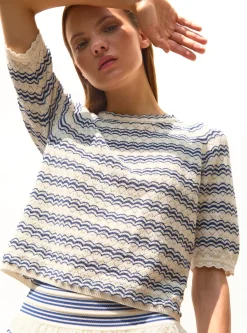 top manches coudes maille pointelle