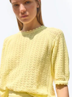top manches coudes maille pointelle