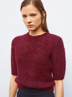 top manches coudes maille duveteuse