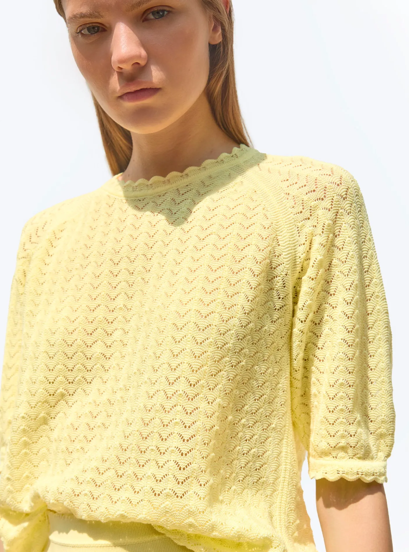 top manches coudes maille pointelle