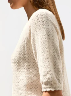 top manches coudes maille pointelle