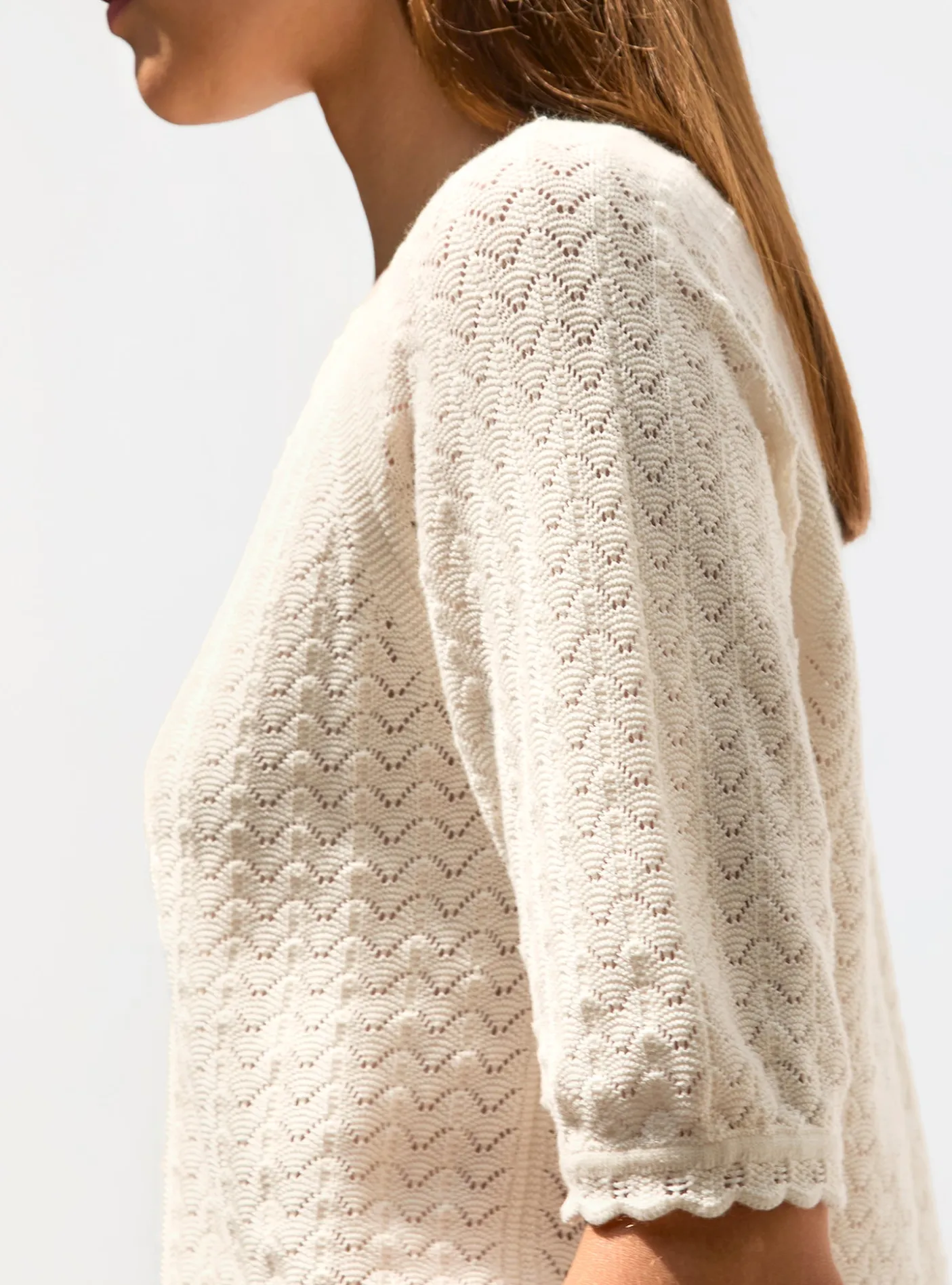 top manches coudes maille pointelle