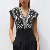 top v maille jacquard ikat