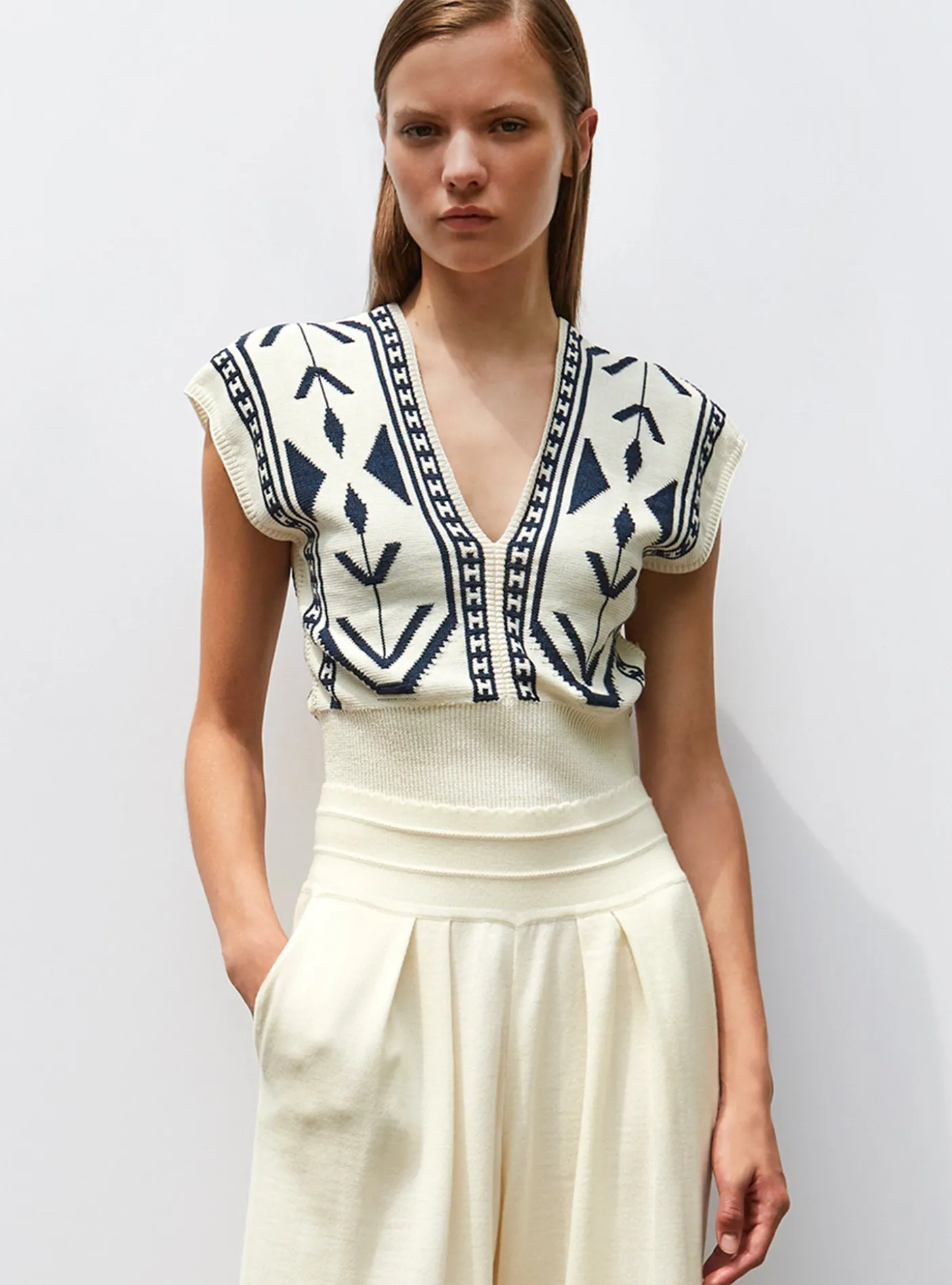 top v maille jacquard ikat