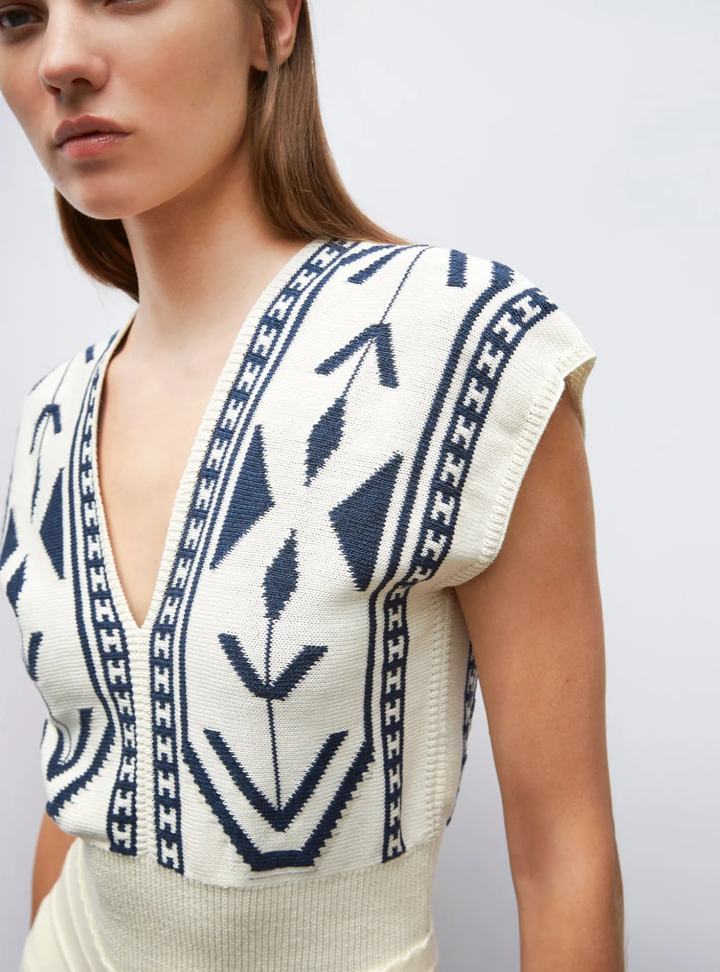 top v maille jacquard ikat